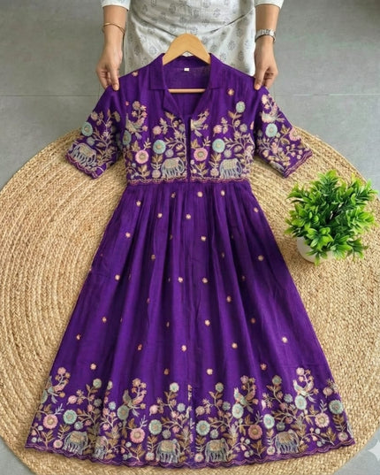 Vichitra Silk  Gown And Jacket