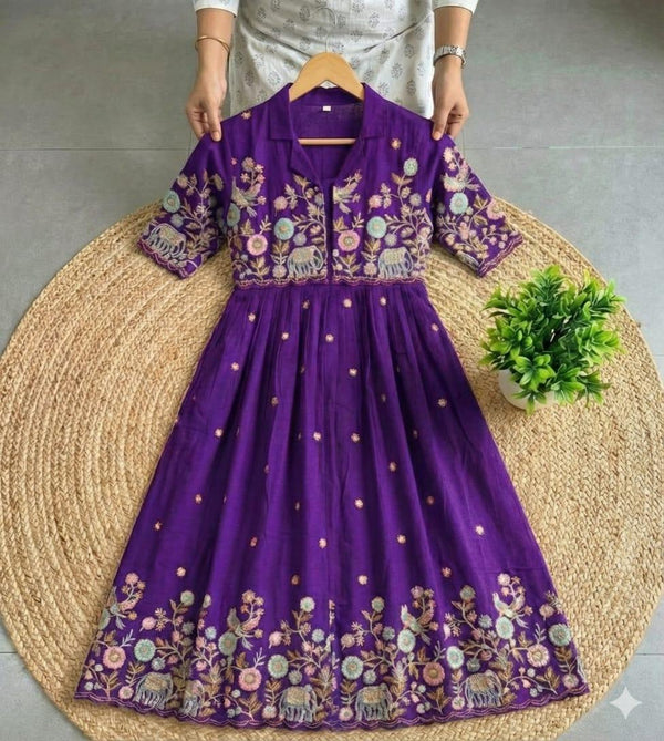 Vichitra Silk Gown and Jacket