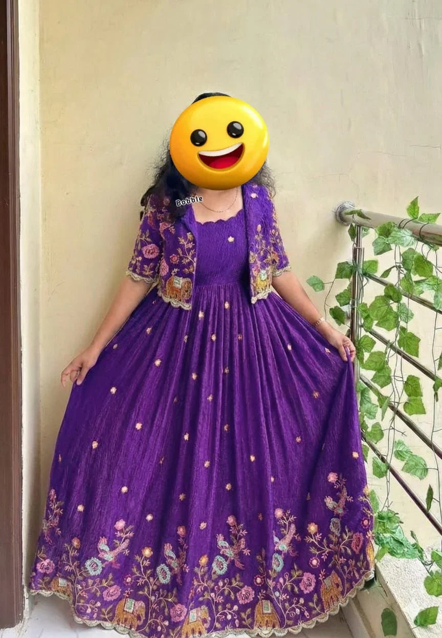 Vichitra Silk Gown and Jacket