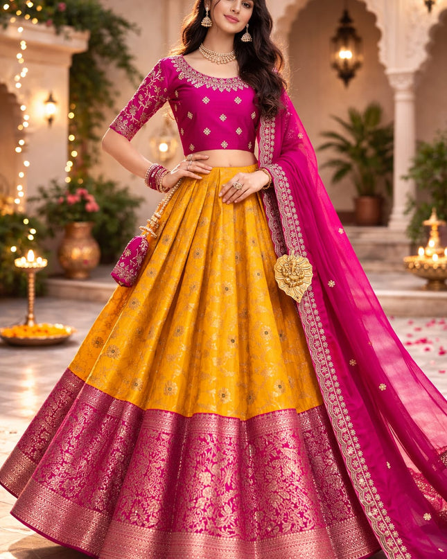 pure kanjivaram Silk fabric Lehenga