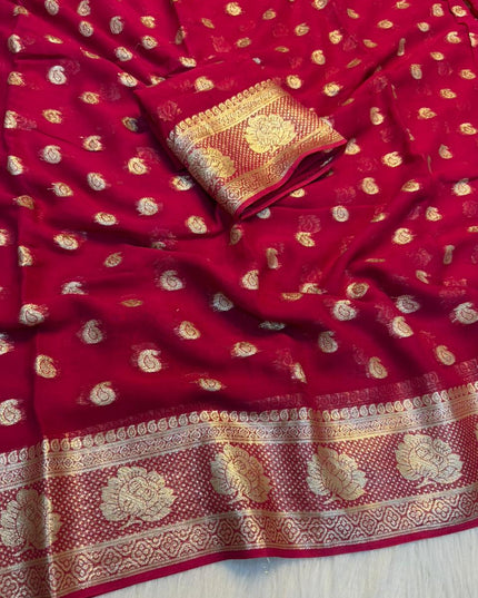 Viscose Georgette  Weaving Butti Sarees