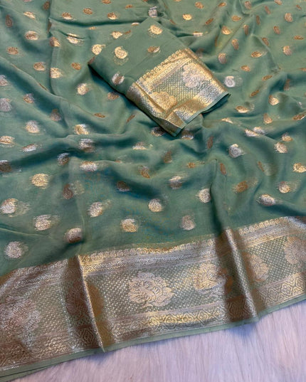 Viscose Georgette  Weaving Butti Sarees