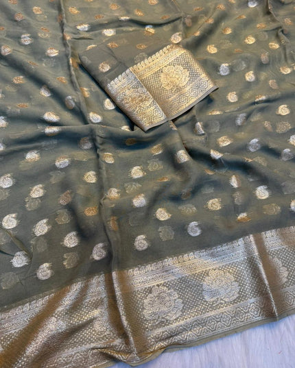 Viscose Georgette  Weaving Butti Sarees