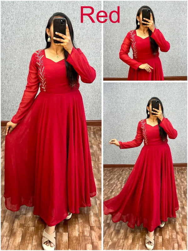 Blooming Fox Georgette Dress with Maggam Work