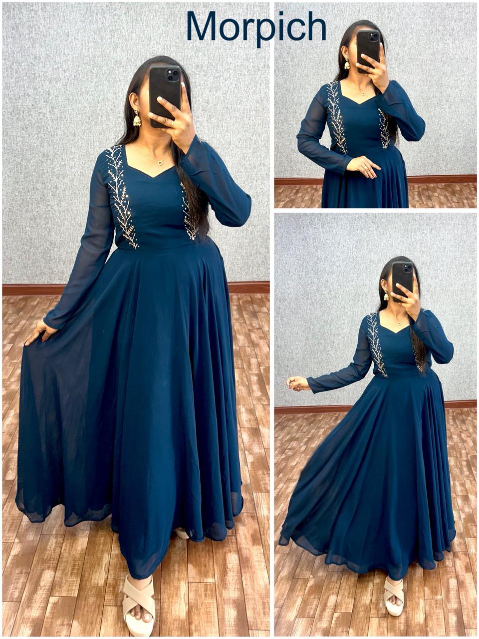 Blooming Fox Georgette Dress with Maggam Work