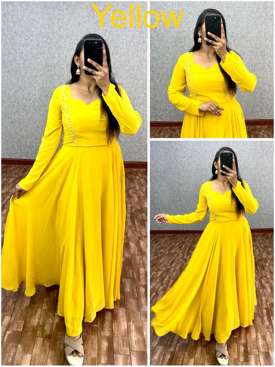 Blooming Fox Georgette Dress with Maggam Work