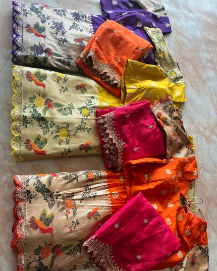 Soft Crape Fabric With Zari Weaving Bird Lehanga