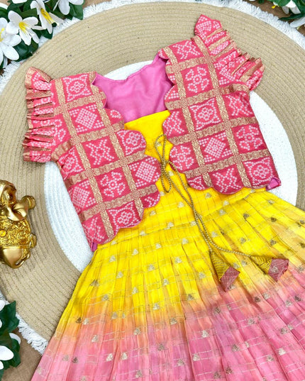 Bandhani Padding Kids Coat-Gown