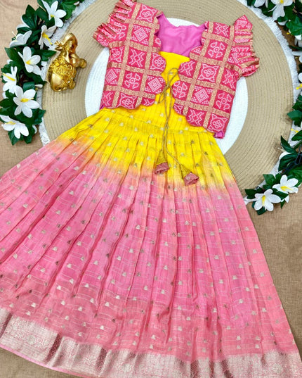 Bandhani Padding Kids Coat-Gown