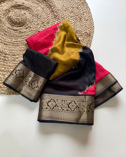 Soft Self Jacquard Marshmallow Foil Printed Multi-Colour Saree