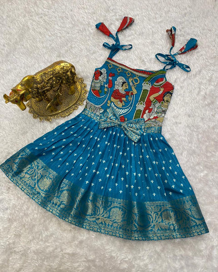 Super Trendy Kalamkari Frocks For Kids