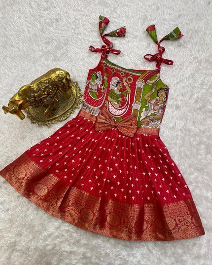 Super Trendy Kalamkari Frocks For Kids