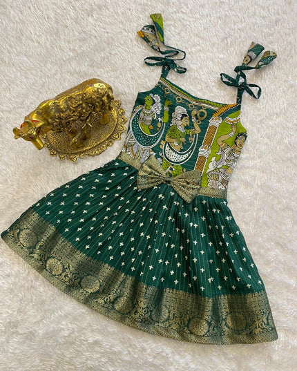 Super Trendy Kalamkari Frocks For Kids