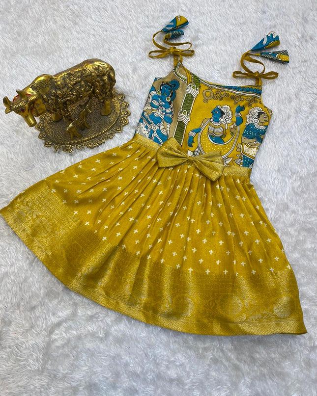 Super Trendy Kalamkari Frocks For Kids