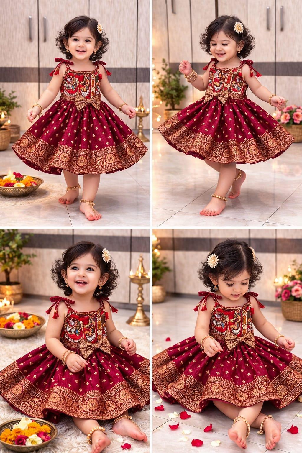 Super Trendy Kalamkari Frocks for Kids