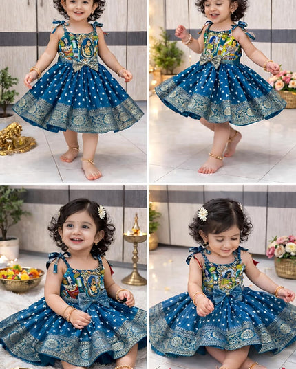 Super Trendy Kalamkari Frocks For Kids