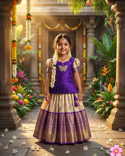 Royal Zari Jacquard Kids Lehenga
