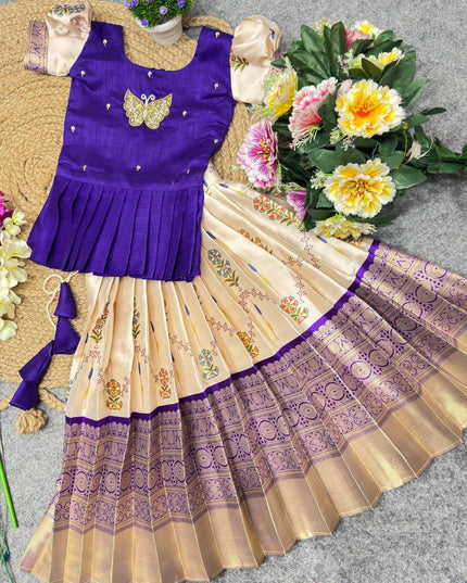 Royal Zari Jacquard Kids Lehenga