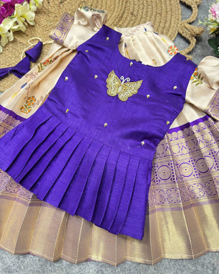 Royal Zari Jacquard Kids Lehenga