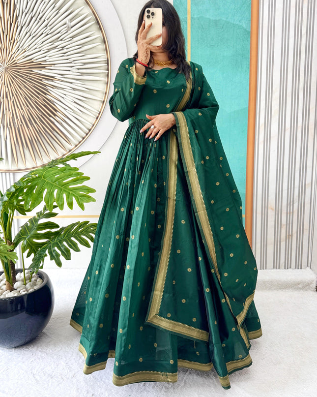 Tanuja Inspire Handloom Cotton Gown With Dupatta