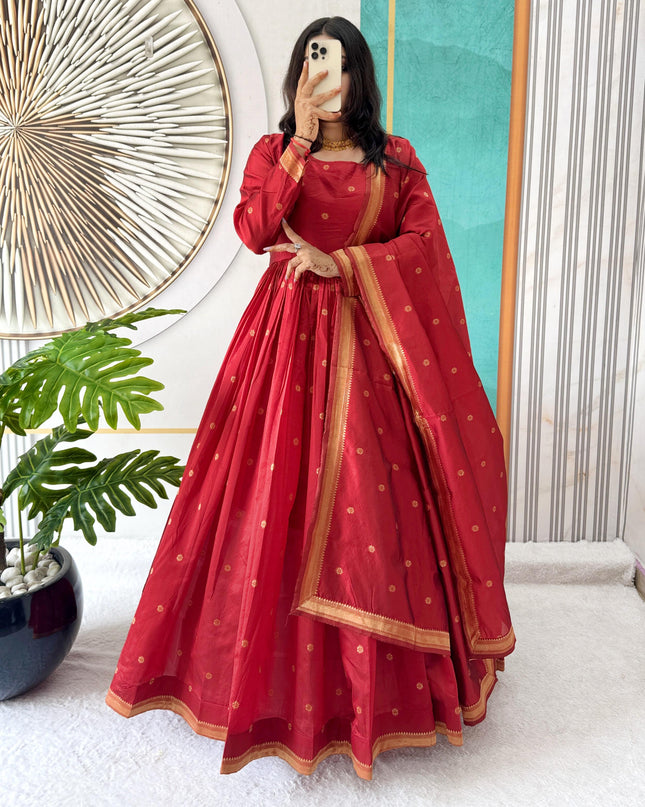 Tanuja Inspire Handloom Cotton Gown With Dupatta