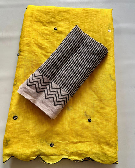 Mirror Bloom Linen Cotton Saree