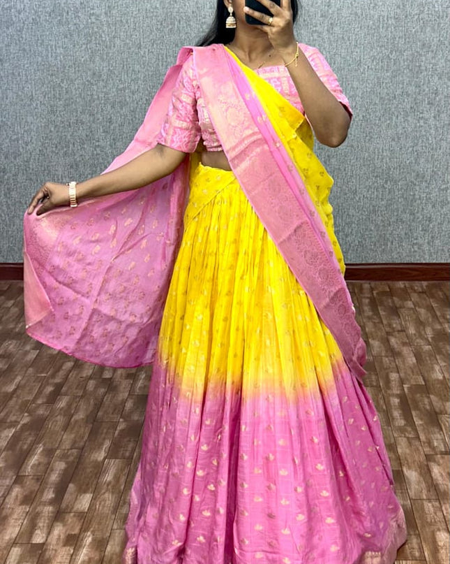 pure Chinnon viscos Lengha with dupatta