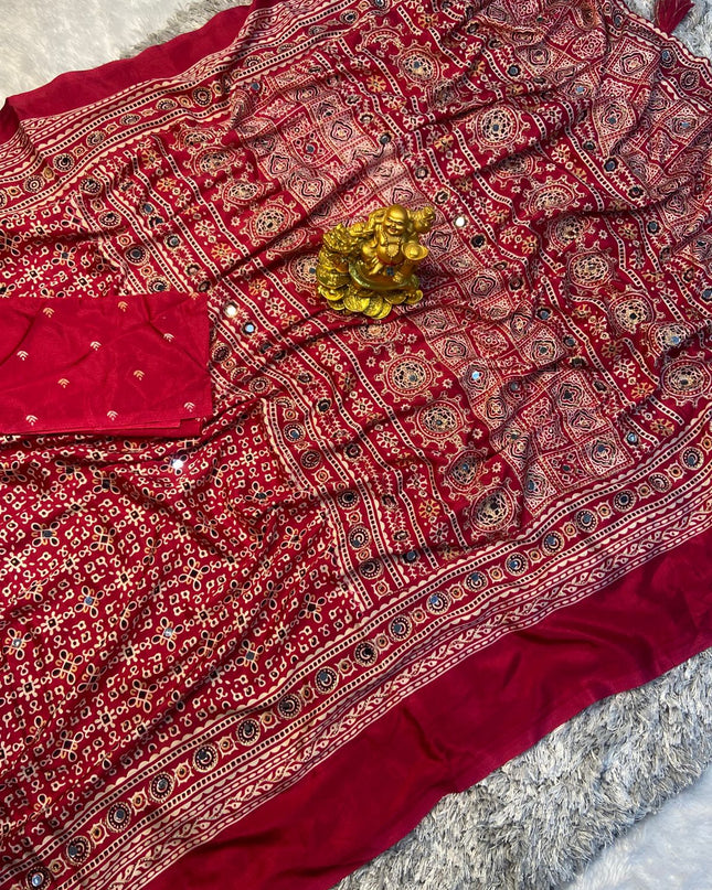 Sitara Ajrakh Crepe Silk Saree
