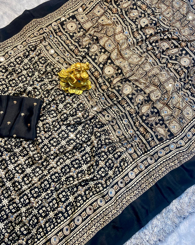Sitara Ajrakh Crepe Silk Saree