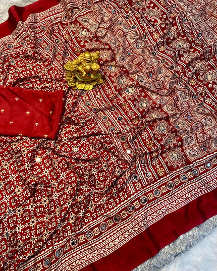 Sitara Ajrakh Crepe Silk Saree