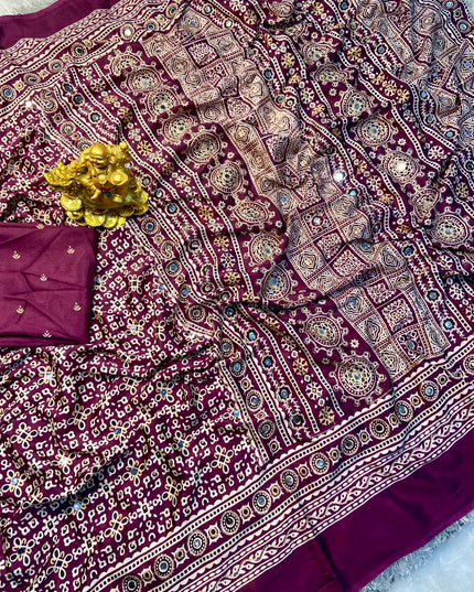 Sitara Ajrakh Crepe Silk Saree