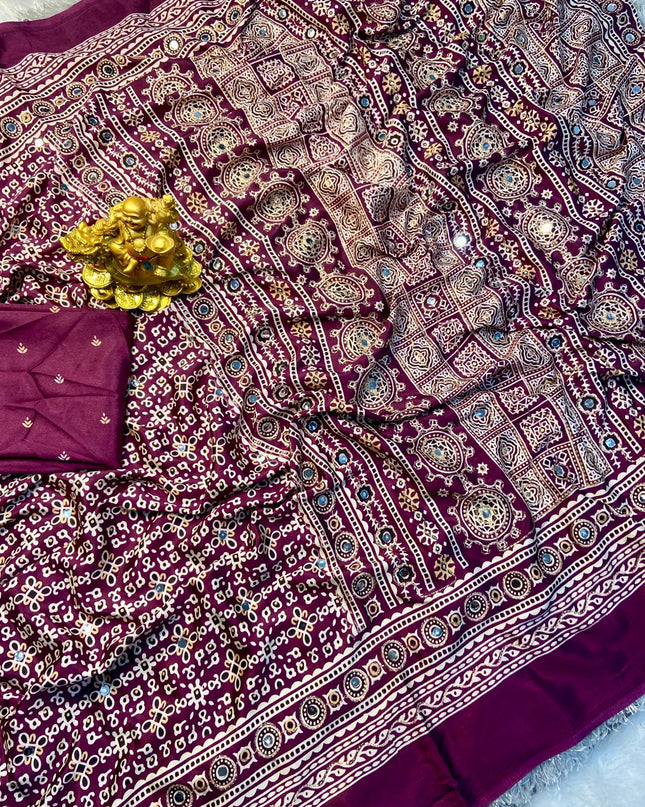 Sitara Ajrakh Crepe Silk Saree