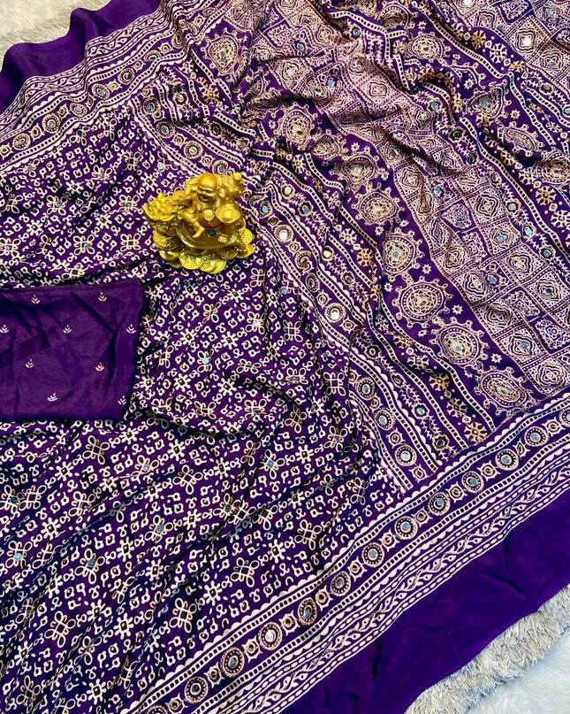 Sitara Ajrakh Crepe Silk Saree