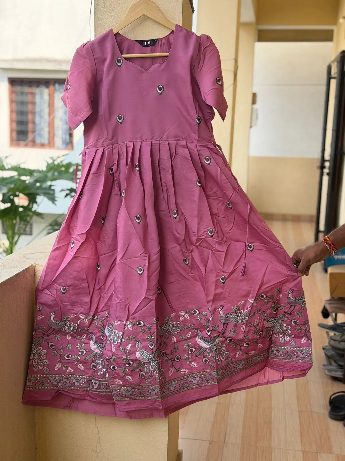 Roman Silk Embroidery Work Frocks