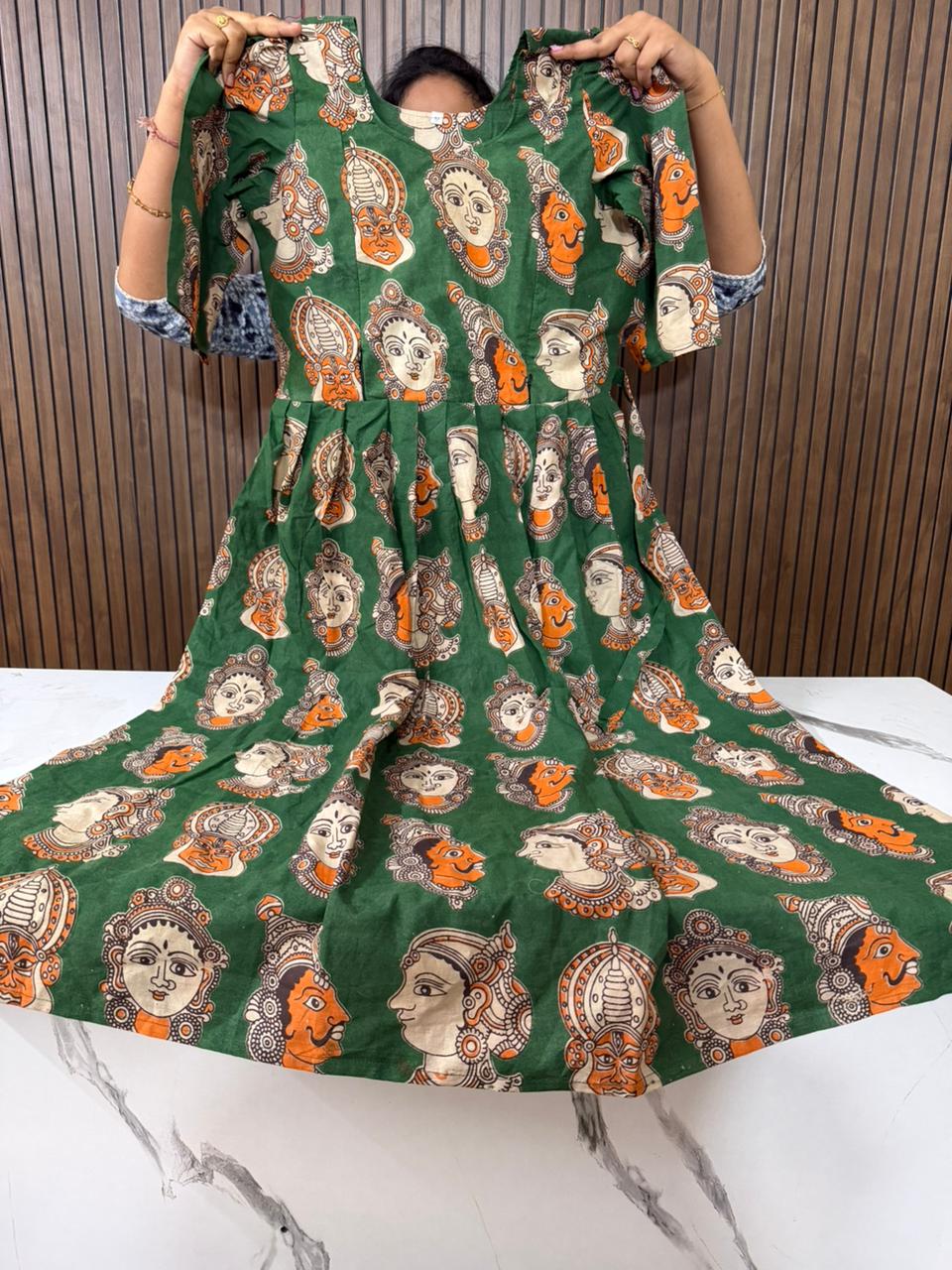 kalamkari dress designs Pen Kalamkari Silk Dress myRiti