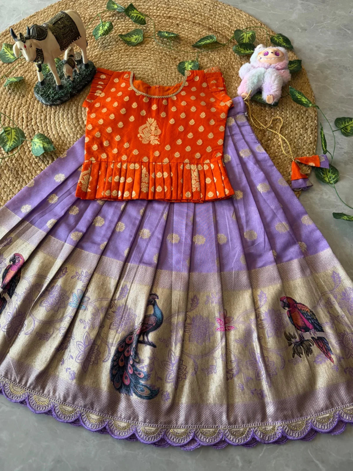 Peacock Grace – Kids Lehenga Set