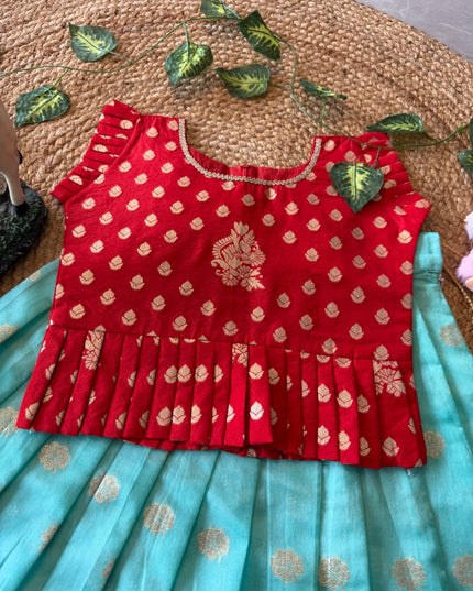 Peacock Grace – Kids Lehenga Set