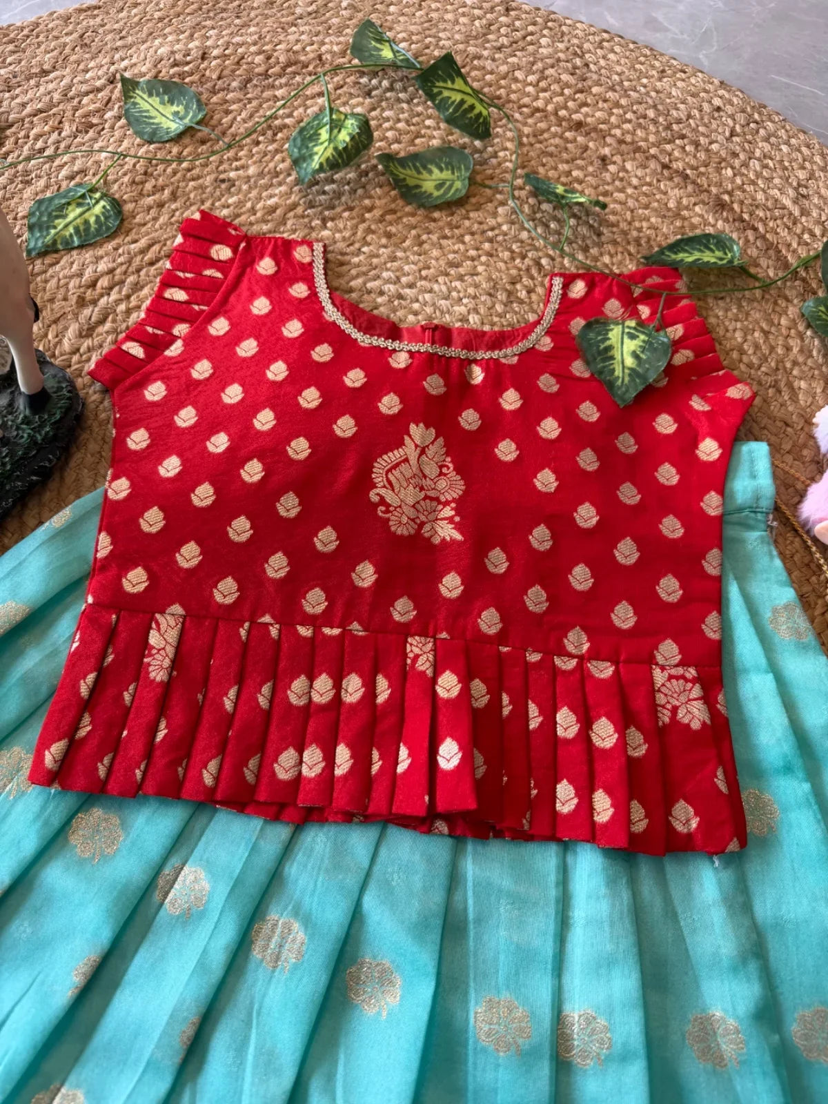 Peacock Grace – Kids Lehenga Set
