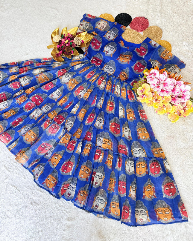 Pure Chanderi Kalamkari Printed Gowns