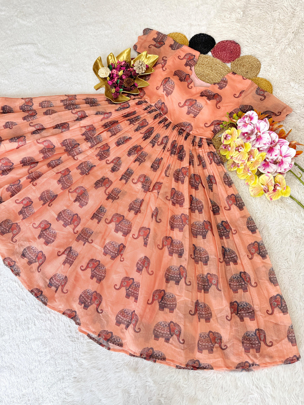 Pure Chanderi Kalamkari Printed Gowns