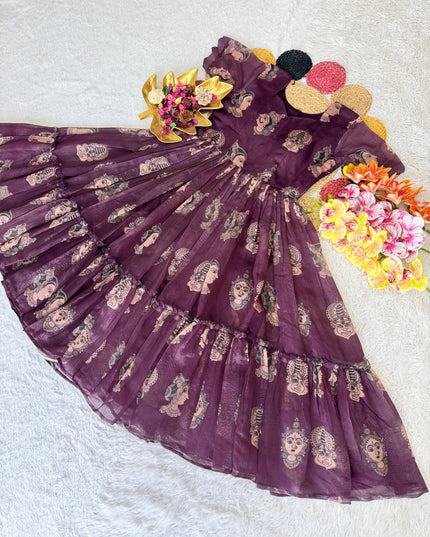 Pure Chanderi Kalamkari Printed Gowns