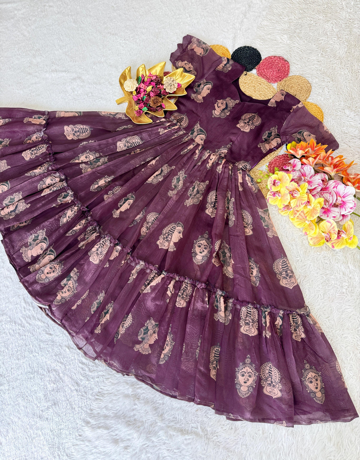 Pure Chanderi Kalamkari Printed Gowns