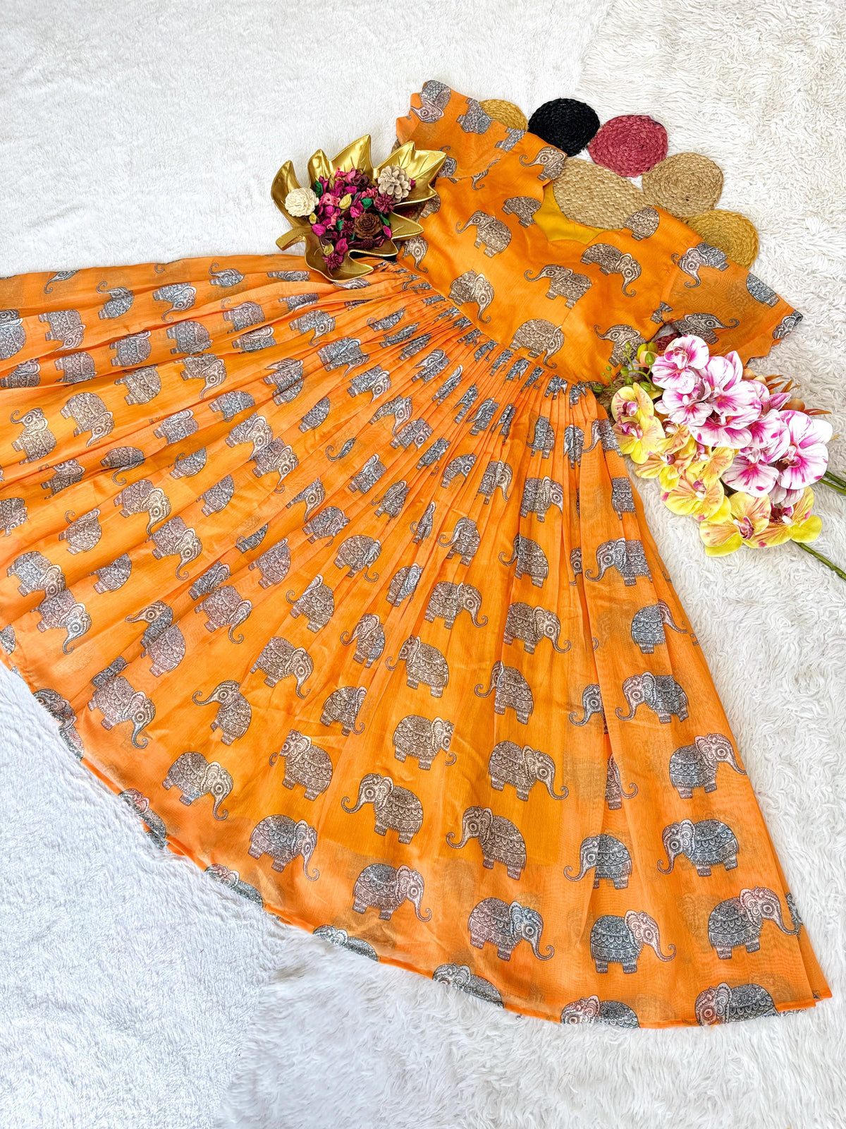 Pure Chanderi Kalamkari Printed Gowns