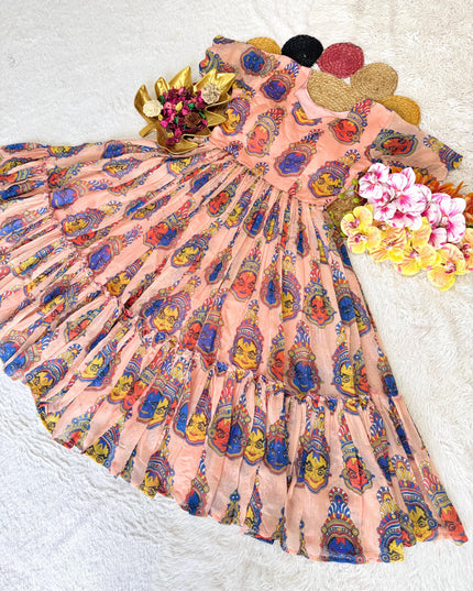 Pure Chanderi Kalamkari Printed Gowns