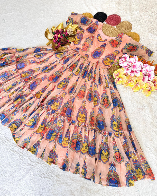 Pure Chanderi Kalamkari Printed Gowns