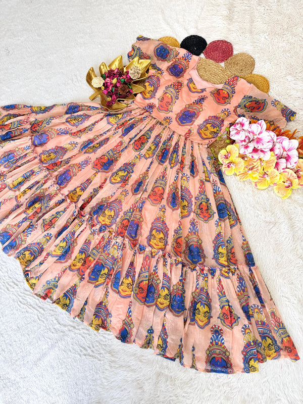 Pure Chanderi Kalamkari Printed Gowns