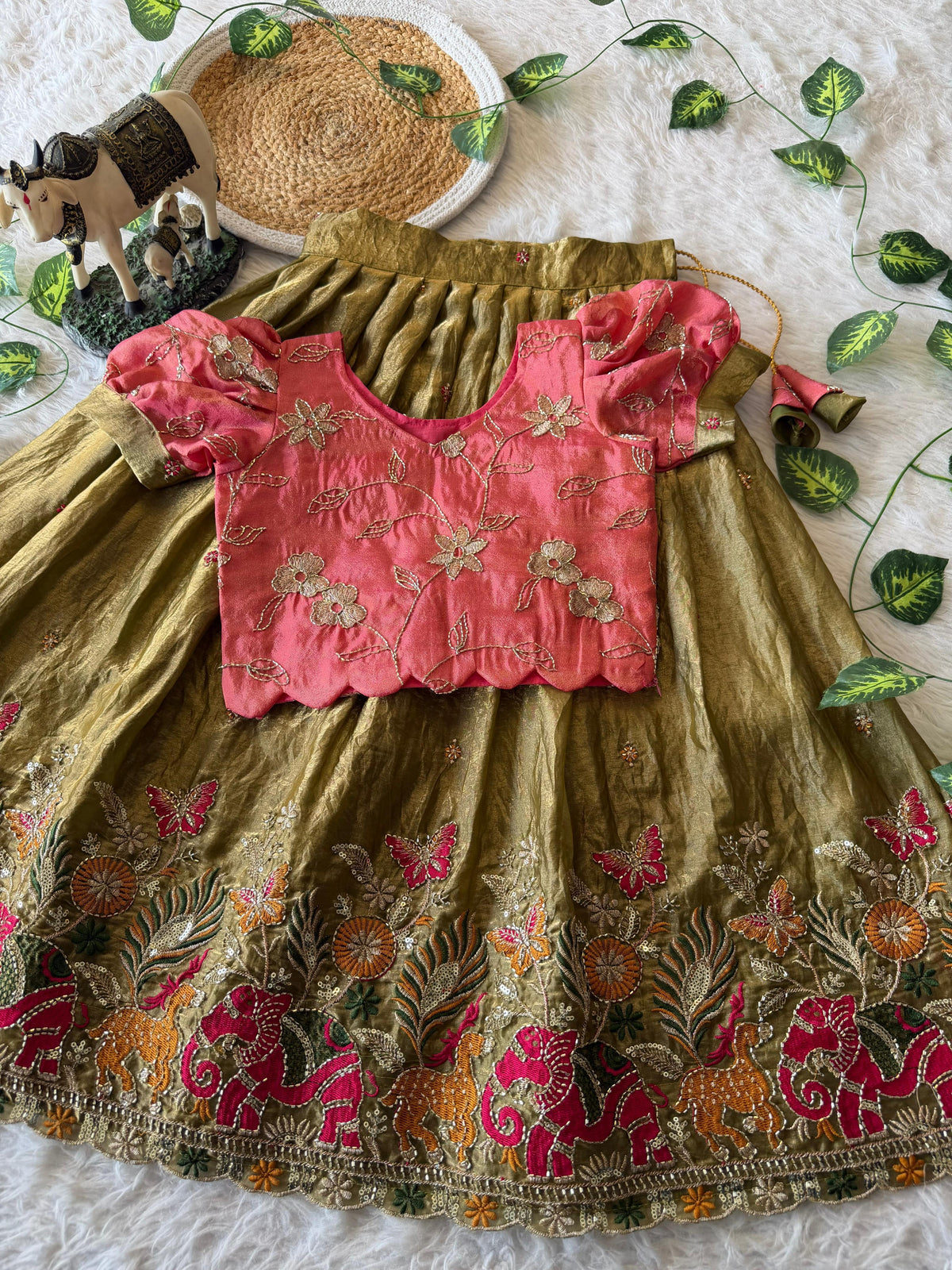 Elephant Bloom Space Silk Kids Lehenga Choli