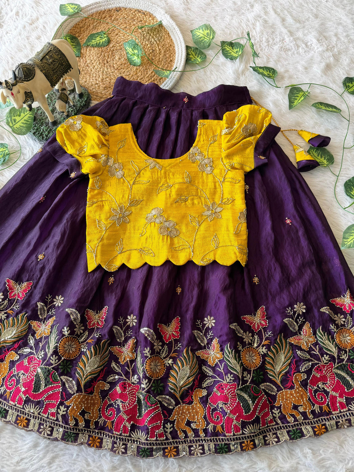 Elephant Bloom Space Silk Kids Lehenga Choli