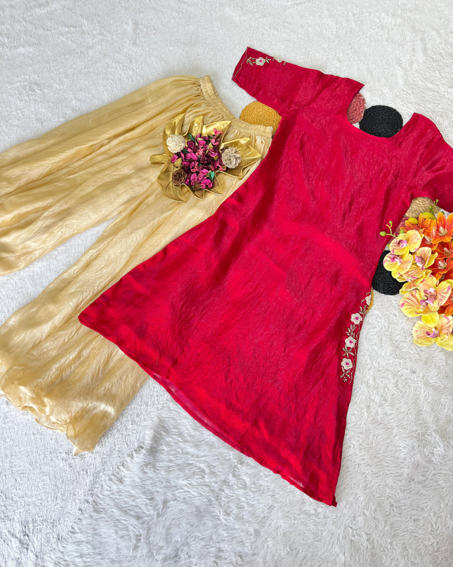 Festival Special Full Stitched Kurti and Palazzo with Beautiful Maggam Work