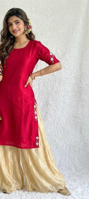 Festival Special Full Stitched Kurti and Palazzo with Beautiful Maggam Work